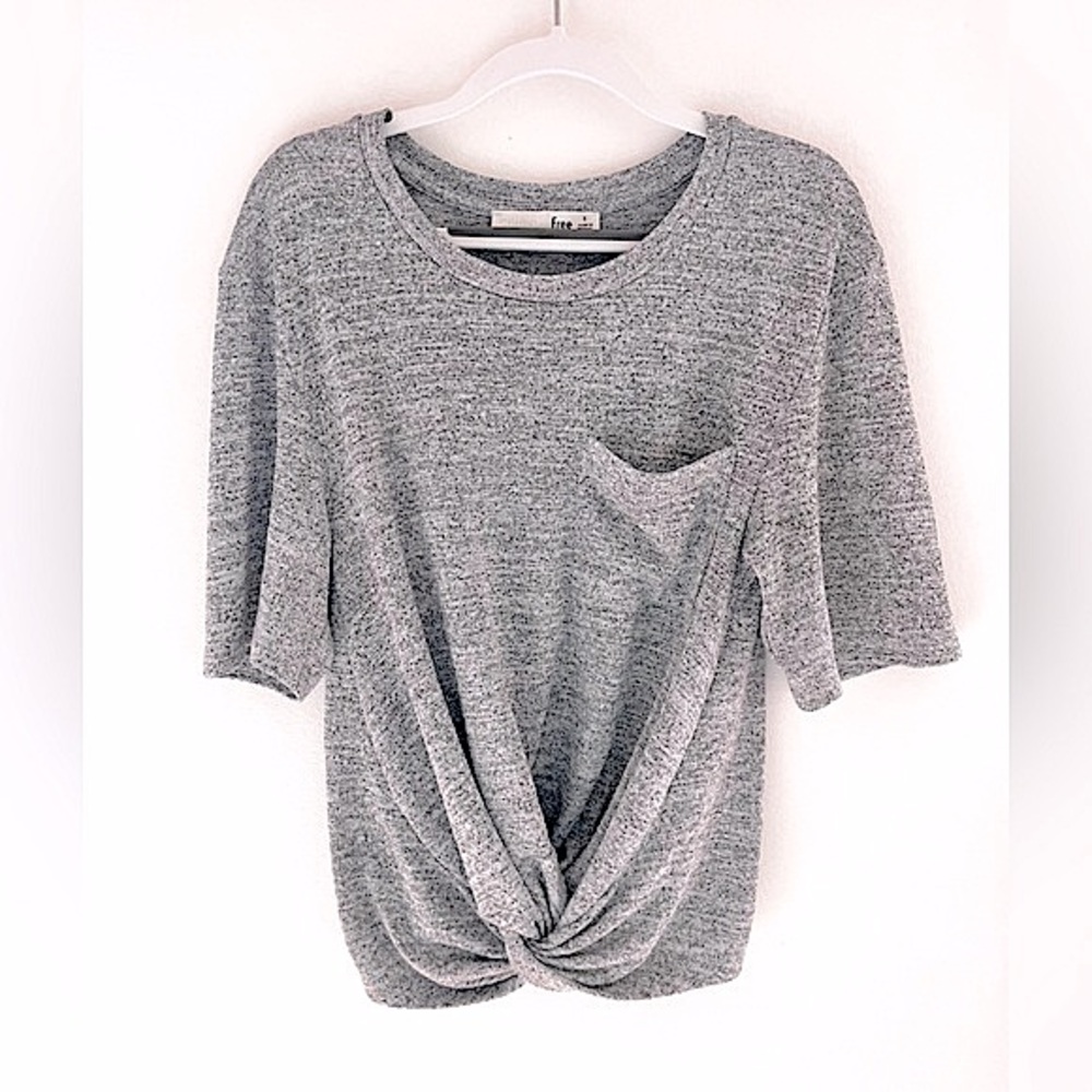 Wilfred Free Drapey Aritzia Twist-Front Infinity-Tie Knit Sweater, Short Sleeve